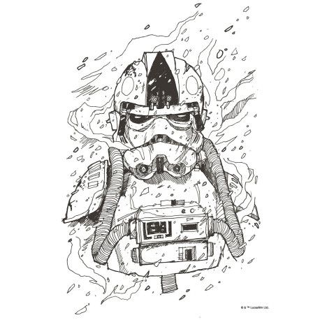 Poster d'Art Star Wars Pilote de Chasseur Dessin - 40 x 50 cm