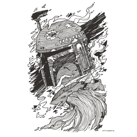 Poster d'Art Star Wars Boba Fett Dessin - 50 x 70 cm