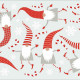 Stickers repositionnables 9 lutins de noël rouge et blanc 