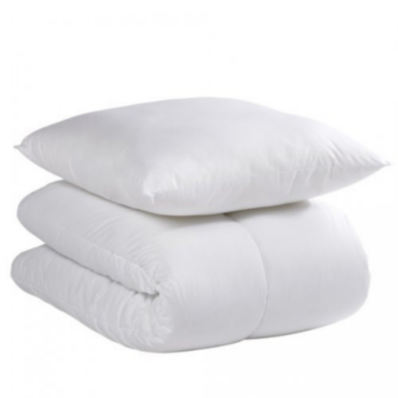 Pack oreiller et Couette de lit premium tempérée 350g blanc