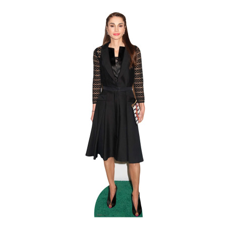 Figurine en carton Reine Rania de Jordanie en robe noire - Haut 171 cm