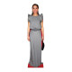 Figurine en carton Reine Rania de Jordanie en robe grise - Haut 171 cm