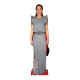Figurine en carton Reine Rania de Jordanie en robe grise - Haut 171 cm