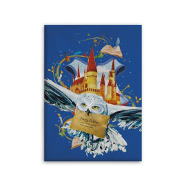 Plaid polaire Harry Potter avec Edwige la chouette blanche et le Château de Poudlard en arrière plan - 100x140 cm