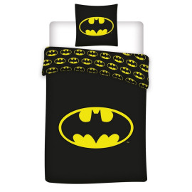 Parure de lit réversible Batman Logo Jaune et Noir - 140 cm x 200 cm