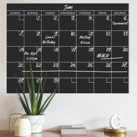 Sticker Mural Calendrier Mensuel Noir et Blanc Personnalisable et effaçable à sec