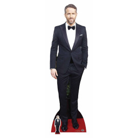 Figurine en carton taille reelle Costume Ryan Reynolds Noir et Blanc (Noeud Papillon) 188cm