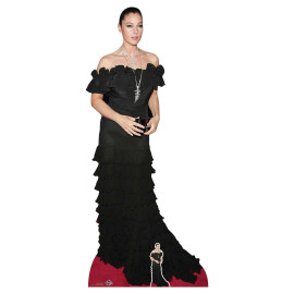 Figurine en carton Monica Belluci en robe de soirée noire 184 cm