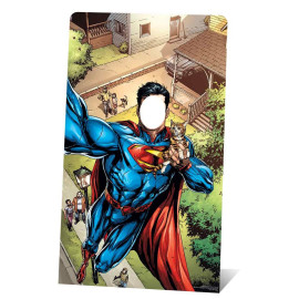 Figurine en carton et passe tête Superman sauve un chaton (DC COMICS) Hauteur 168 cm