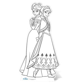Figurine en carton La Reine des Neiges Anna & Elsa à colorier 151 cm