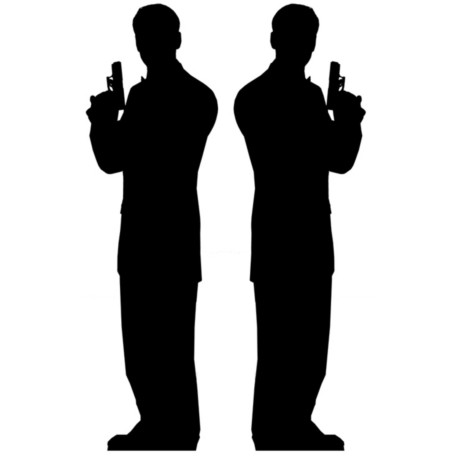 Figurine en carton ombre Agent secret deux hommes avec pistolet 185 cm