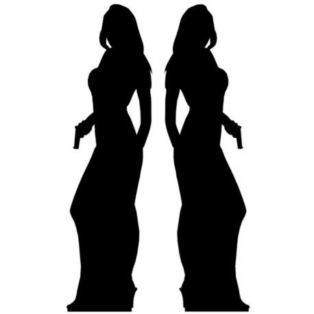 Figurine en carton ombre d'Agent Secret 2 femmes avec un pistolet Girl, Double Pack - 183 cm