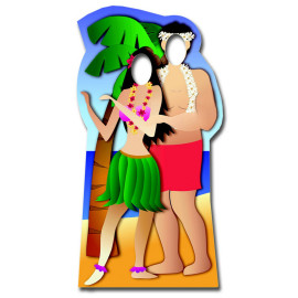Figurine en carton Passe tête Hawaiiens Couple 190 cm