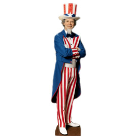 Figurine en carton Oncle Sam costume drapeau américain 191 cm
