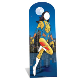 Figurine en carton Passe tête Femme super-héros 181 cm 