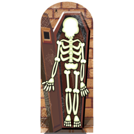 Figurine en carton Passe tête Squelette debout 180 cm