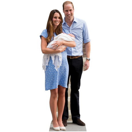 Figurine en carton Prince William, Kate et Baby Cambridge 184 cm
