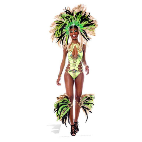 Figurine en carton Mardi-Gras brésilien danseuse déguisée 193 cm