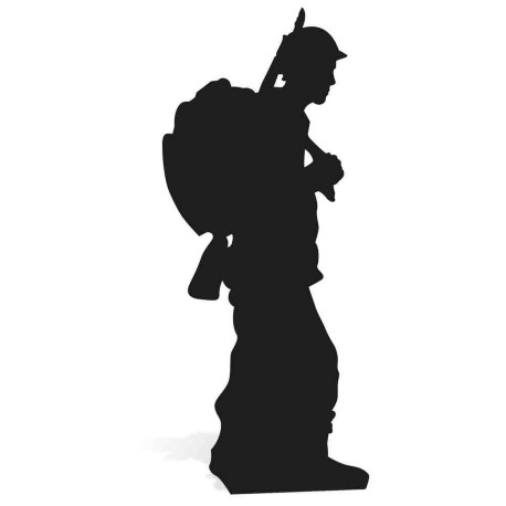 Figurine en carton un soldat avec fusil et paquetage thème Guerre mondiale (Silhouette - ombre ) 175 cm