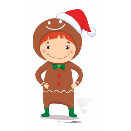 Figurine en carton enfant déguisé en pain d'épice Mini Gingerbread Boy 83 cm