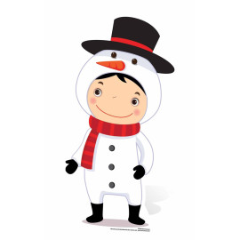 Figurine en carton enfant déguisé en Bonhomme de neige Haut 88 cm