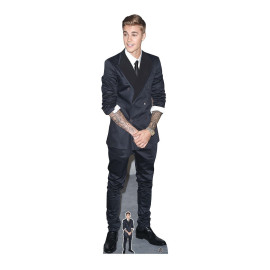 Figurine en carton Justin Bieber (Suit intelligent et sourire) 177 cm