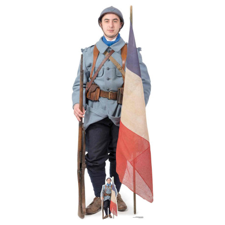 Figurine en carton Français WW1 soldat première guerre mondiale 186 cm