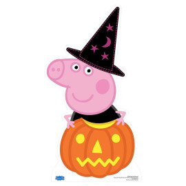 Figurine en carton Peppa Pig citrouille et magique et chapeau Halloween 94 cm