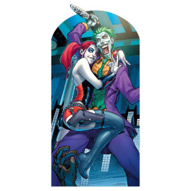 Figurine en carton passe-tete Harley Quinn et le Joker armé DC Comics Hauteur 192 CM