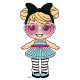Figurine en carton Party Doll avec de grands yeux lunettes roses 86 cm