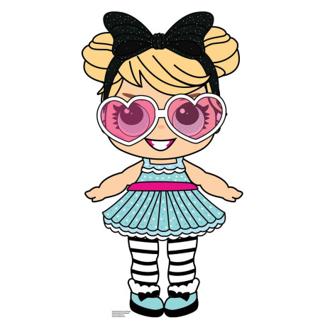 Figurine en carton Party Doll avec de grands yeux lunettes roses 86 cm