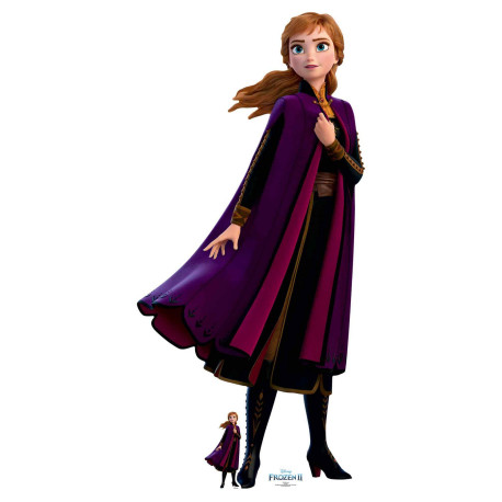 Figurine en carton Disney La Reine des Neiges 2 Anna manteau pourpre H 168 cm
