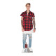 Figurine en carton Justin Bieber Chemise à carreaux rouge et noire et Jean troué 172 cm