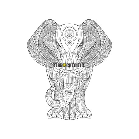 Figurine en carton mandala à colorier motif Éléphant 94 cm