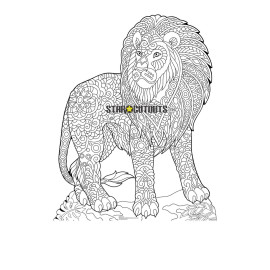 Figurine en carton mandala à colorier motif Lion 94 cm
