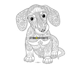 Figurine en carton mandala à colorier motif chiot petit chien 92 cm