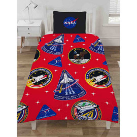Parure de lit réversible Et Taie D'oreiller Espace Badges de Mission de la NASA - 137 cm x 200 cm