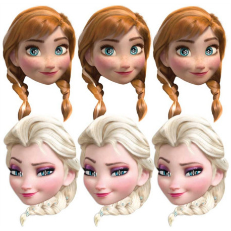 Lot de 6 Masques Anna et Elsa Disney La reine des Neiges