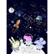 Tableau Peppa Pig Bleu Foncé - "Outer Space" - "Cosmos" - 46 cm x 61 cm