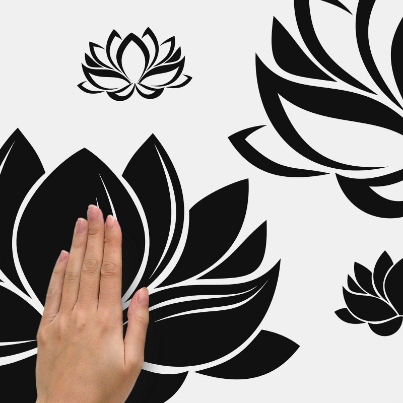 FLEUR - Stickers repositionnables géants fleurs en noir et blanc
