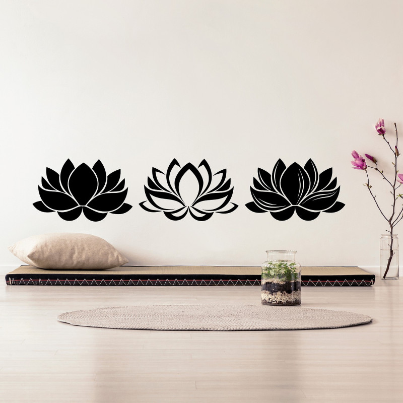 Sticker mural tête de lit fleur de lotus