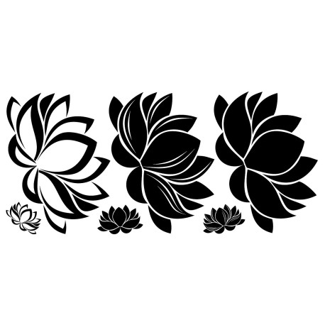 Sticker Mural Géant Fleur de Lotus avec Lignes Noires