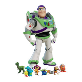Figurine en carton Buzz l'éclair Toy Story et Six Mini Figurines - 134 cm