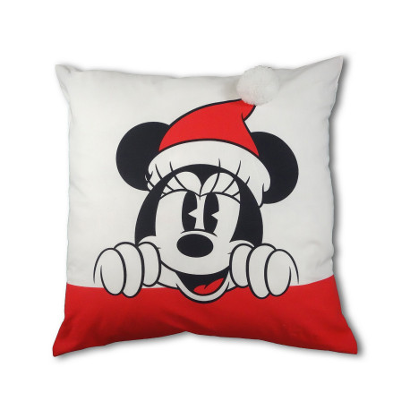 Coussin Disney Minnie avec chapeau rouge et pompon - 45x45 cm