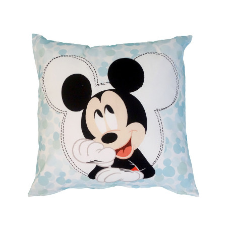 Coussin Disney Mickey Blanc et motifs au dos - 45x45 cm