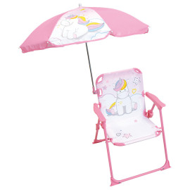 Chaise pliante enfant avec parasol - Licorne