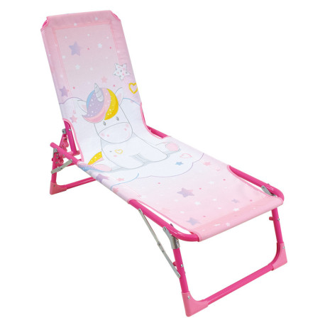 Chaise longue pliante - licorne rose