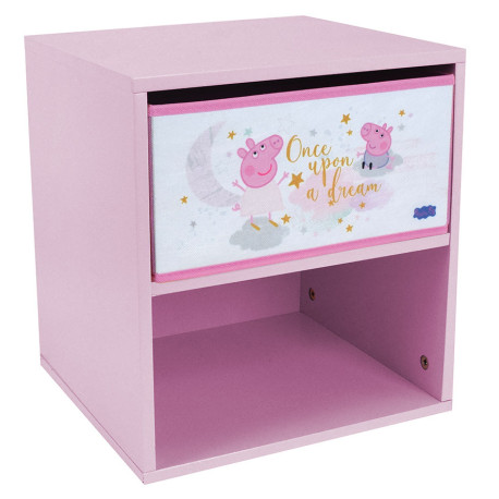 Table de chevet Peppa pig once upon a dream rose pour enfant avec tiroir H.36 X L.33 X P.30 cm