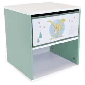 Table de chevet Jurasisic World vert pour enfant avec tiroir H.36 X L.33 X P.30 cm