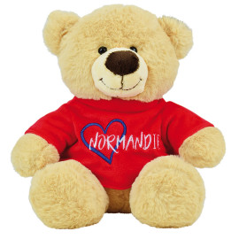 Ours Message Normandie-Rouge Peluche 25cm